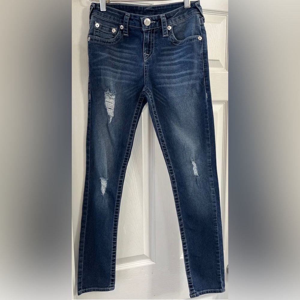 True Religion Girls Distressed Stretch Skinny Jeans Size 12